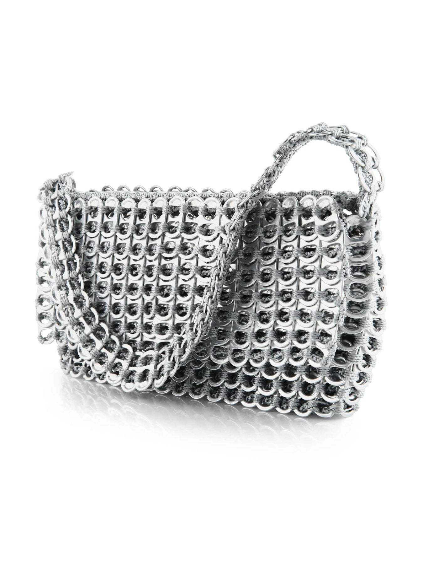 chain mail purse made from soda tabs - escama studio