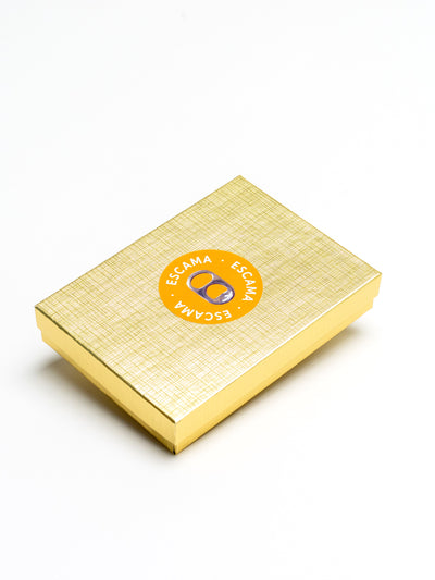 alt="gold gift box for jewelry and small items - escama studio"