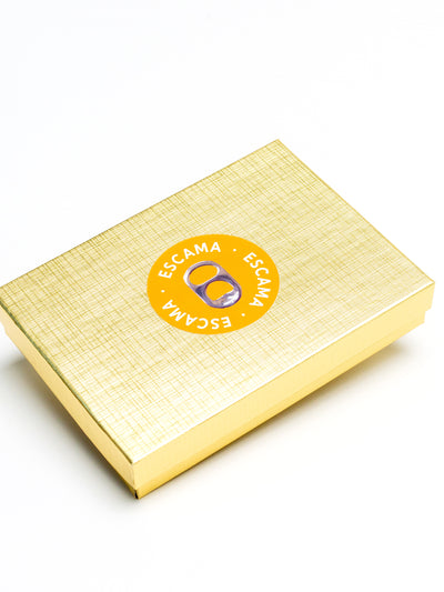 gold gift box for soda tab necklace escama studio