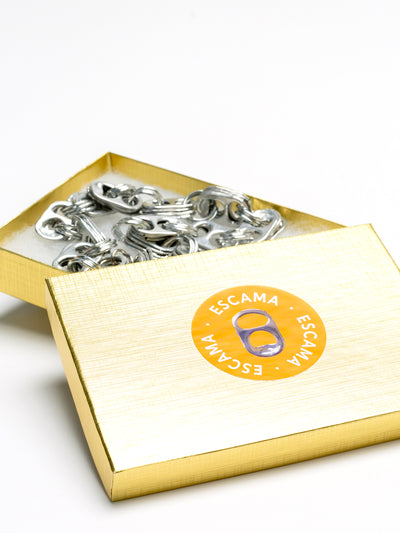 soda tab necklace in gold gift box escama studio