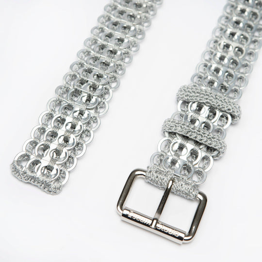 Walleska Silver Soda Tab Belt with Square Decorative Buckle Walleska Silver Soda Tab Belt with Square Decorative Buckle main image 4