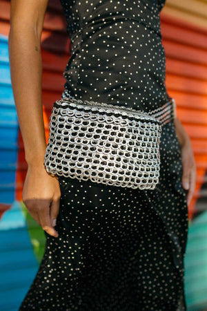 belt bag fanny pack made of aluminum pop tabs