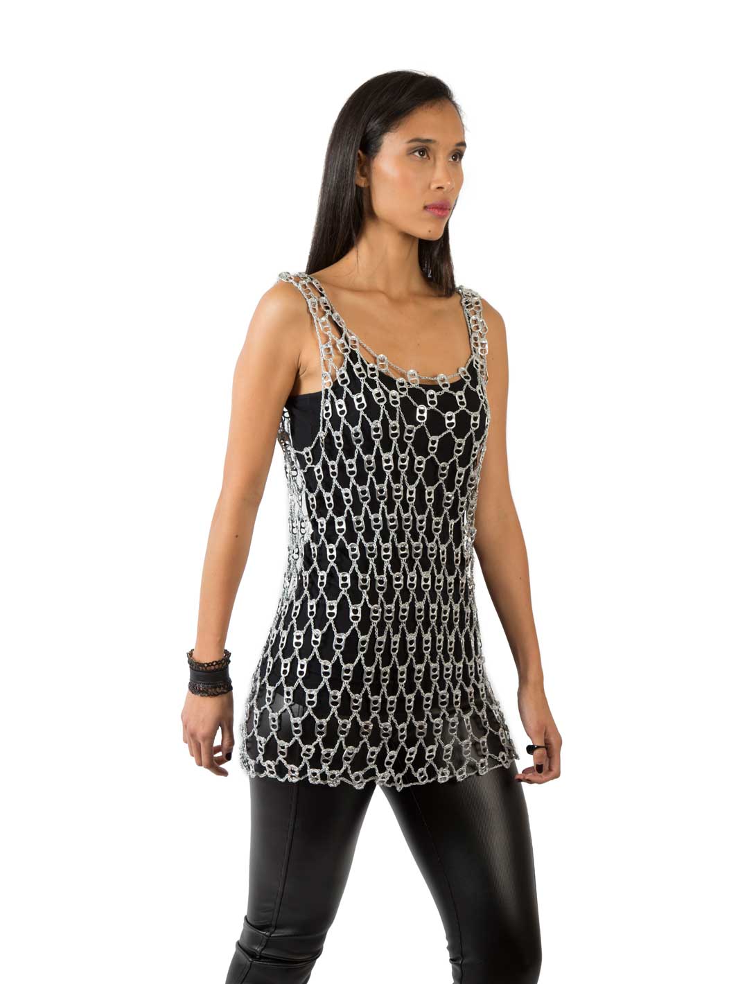 alt="burning man fashion unisex tank top from soda tabs - escama"