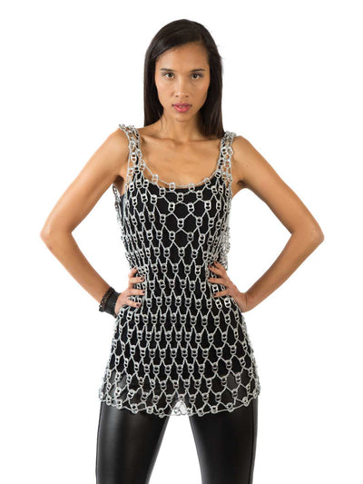 alt="alt fashion burning man tank top from soda pop tabs - escama"